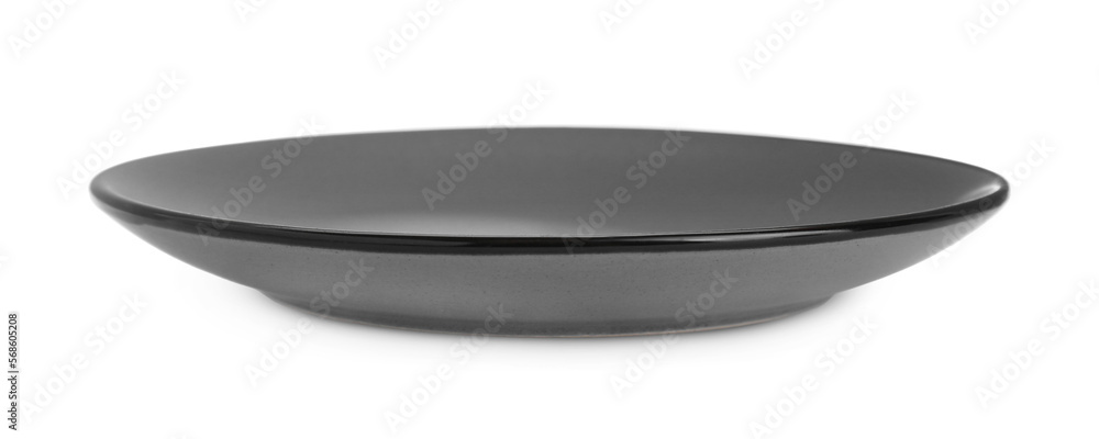 Empty gray ceramic plate isolated on white Empty gray ceramic plate isolated on white