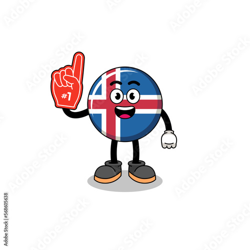 Cartoon mascot of iceland flag number 1 fans