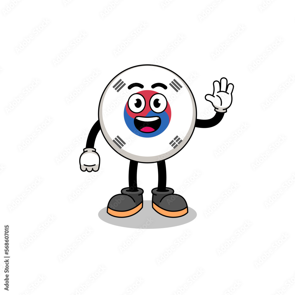 south korea flag cartoon doing wave hand gesture south korea flag cartoon doing wave hand gesture