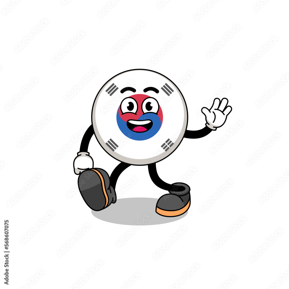 south korea flag cartoon walking south korea flag cartoon walking