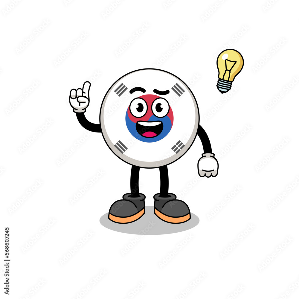 south korea flag cartoon with get an idea pose south korea flag cartoon with get an idea pose
