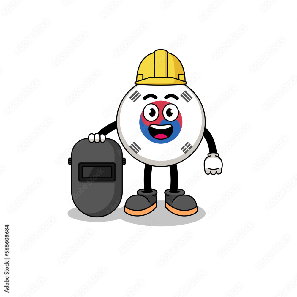 Fototapeta premium Mascot of south korea flag as a welder