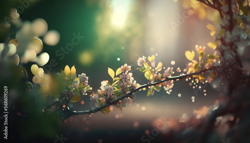 Images and backgrounds inspired by spring with flowers and colors. Generated by AI.