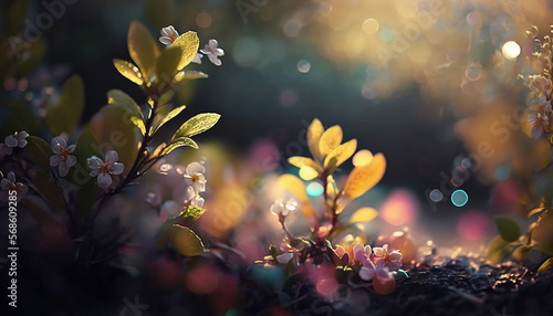 Images and backgrounds inspired by spring with flowers and colors. Generated by AI.