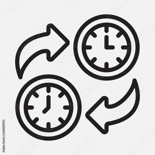 Change time icon in line style, use for website mobile app presentation