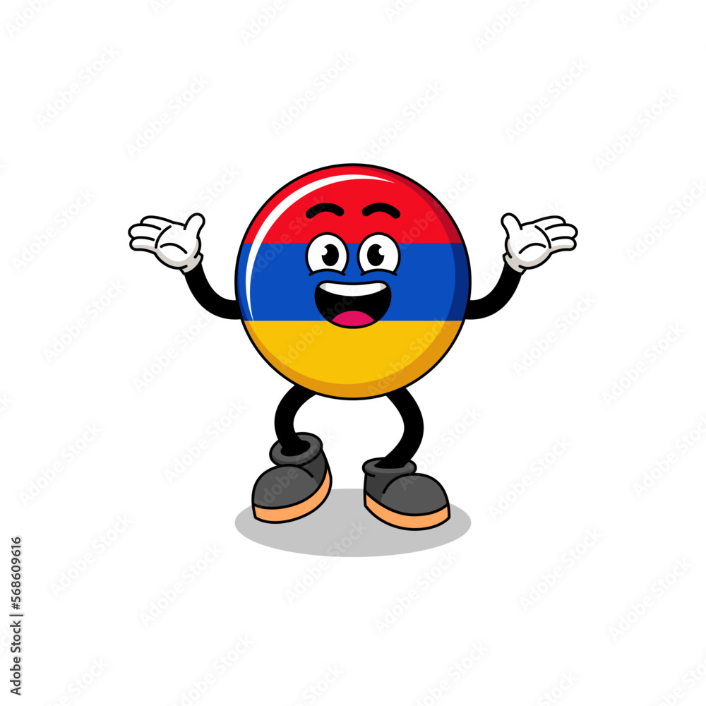 armenia flag cartoon searching with happy gesture