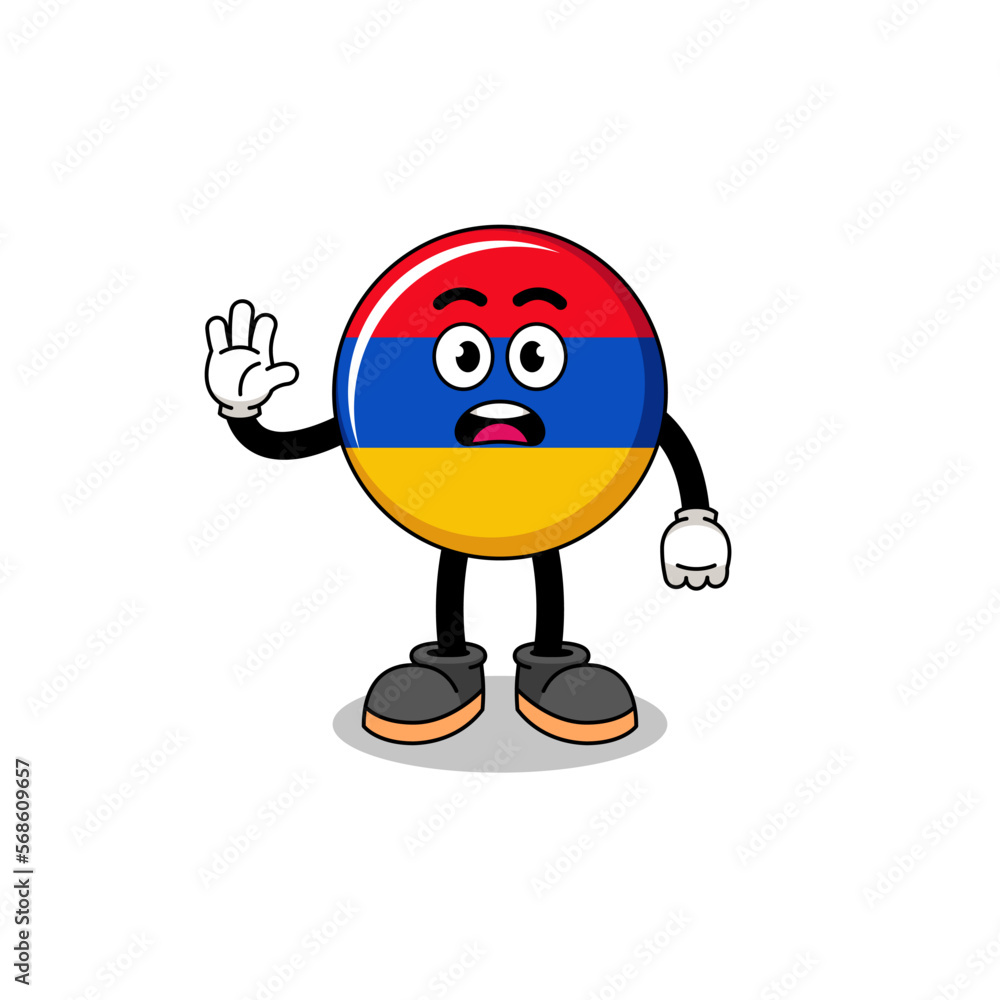 armenia flag cartoon illustration doing stop hand