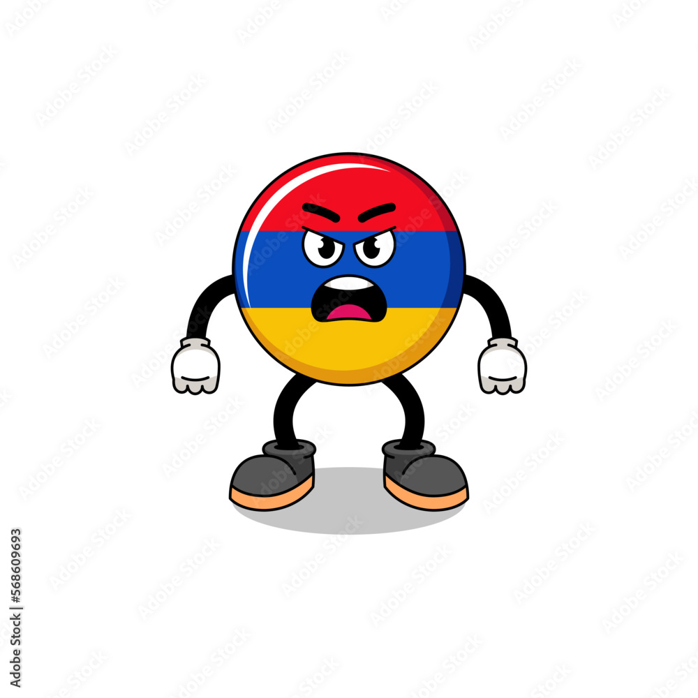 Naklejka premium armenia flag cartoon illustration with angry expression
