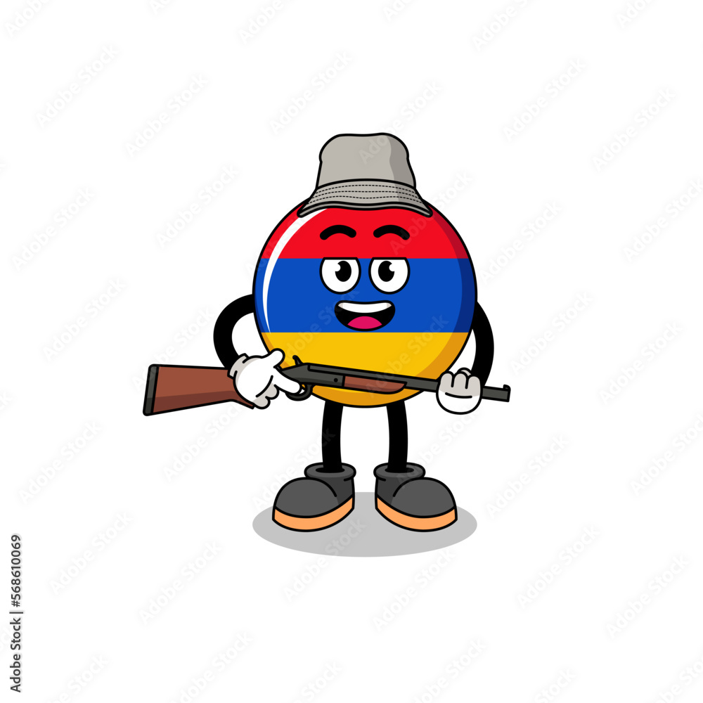 Cartoon Illustration of armenia flag hunter Cartoon Illustration of armenia flag hunter