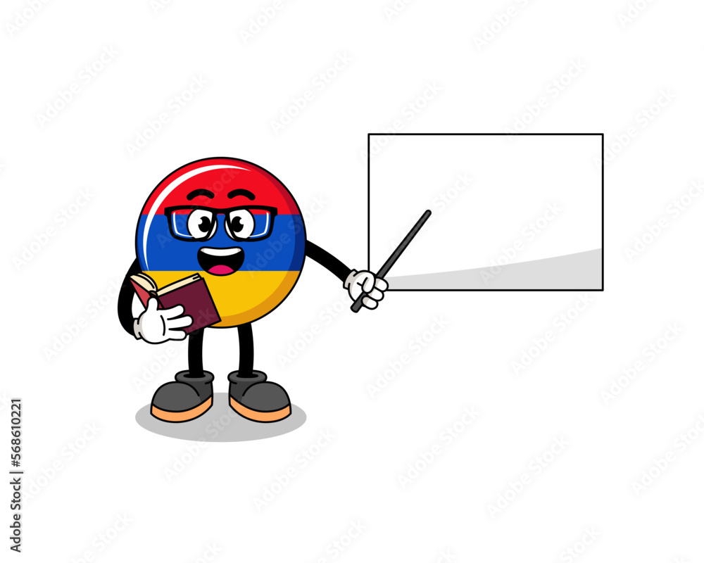 Mascot cartoon of armenia flag teacher