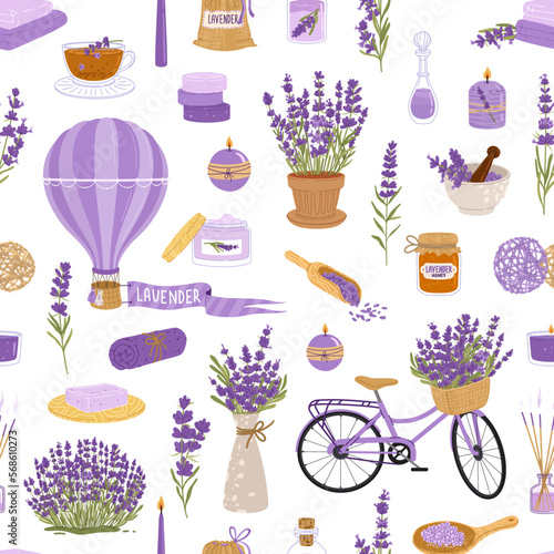 Lavender flowers, herb, perfume, cosmetics pattern