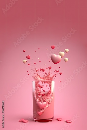 valentine glass of water with ice heart , generative ai