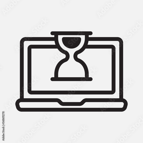 Hourglass laptop icon in line style, use for website mobile app presentation