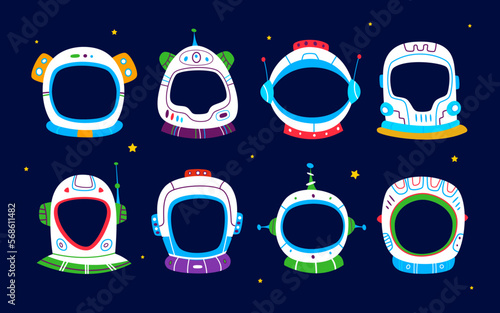 Kids space astronaut helmets, photo booth template