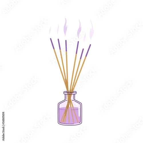 Incense aroma sticks with lavender scent in bottle