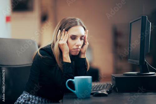 Εκτύπωση καμβά Stressed Businesswoman Having Headaches felling Upset and Tired