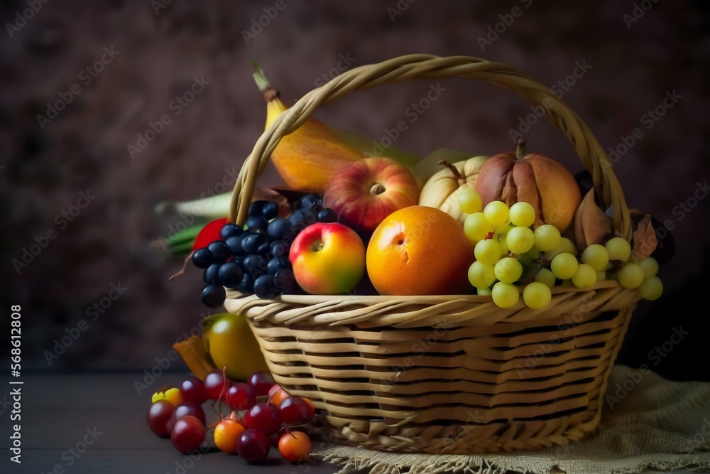 basket overflowing with fresh fruits (AI Generated) basket overflowing with fresh fruits (AI Generated)