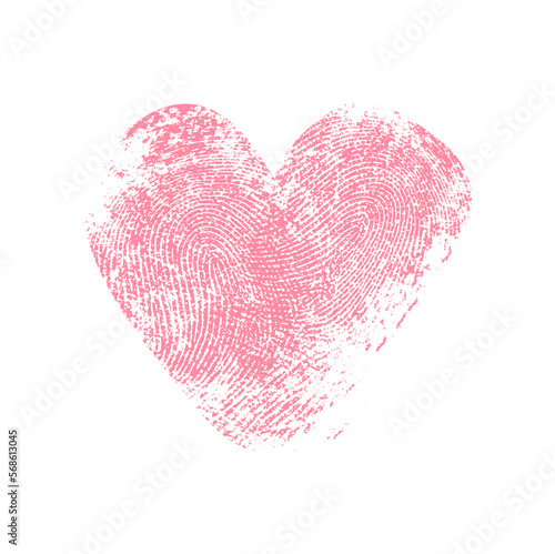 Fingerprint heart, red prints vector thumb fingers