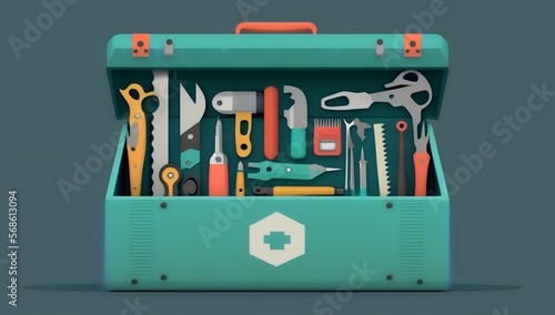 organised toolbox with various hand tools (AI Generated)