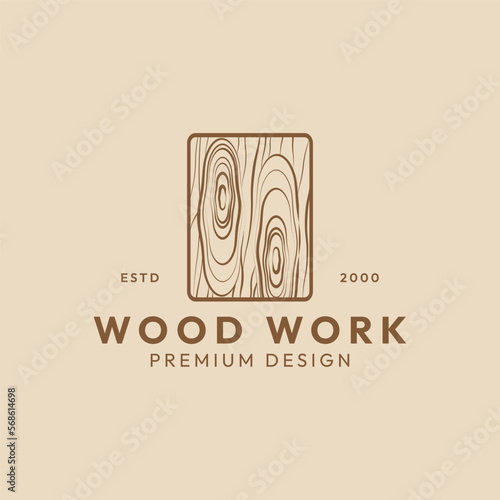 wood work logo carpenter simple minimalist vector illustration design