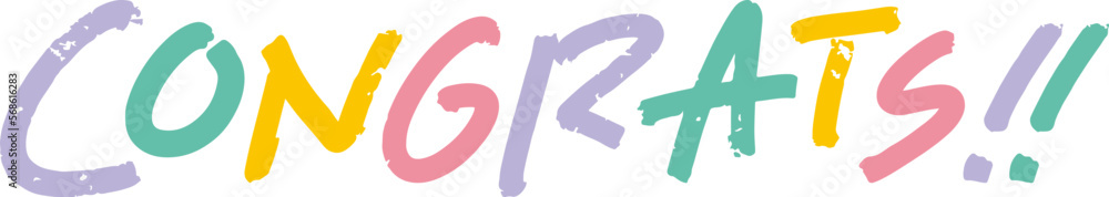 Fototapeta premium 「congrats!!」のアイコン。手書き文字のベクター素材。