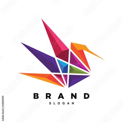 Free Download abstract colorful origami bird in stylized triangle polygon logo design vector - GFXLoad