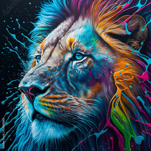 Lion in colours Generative AI