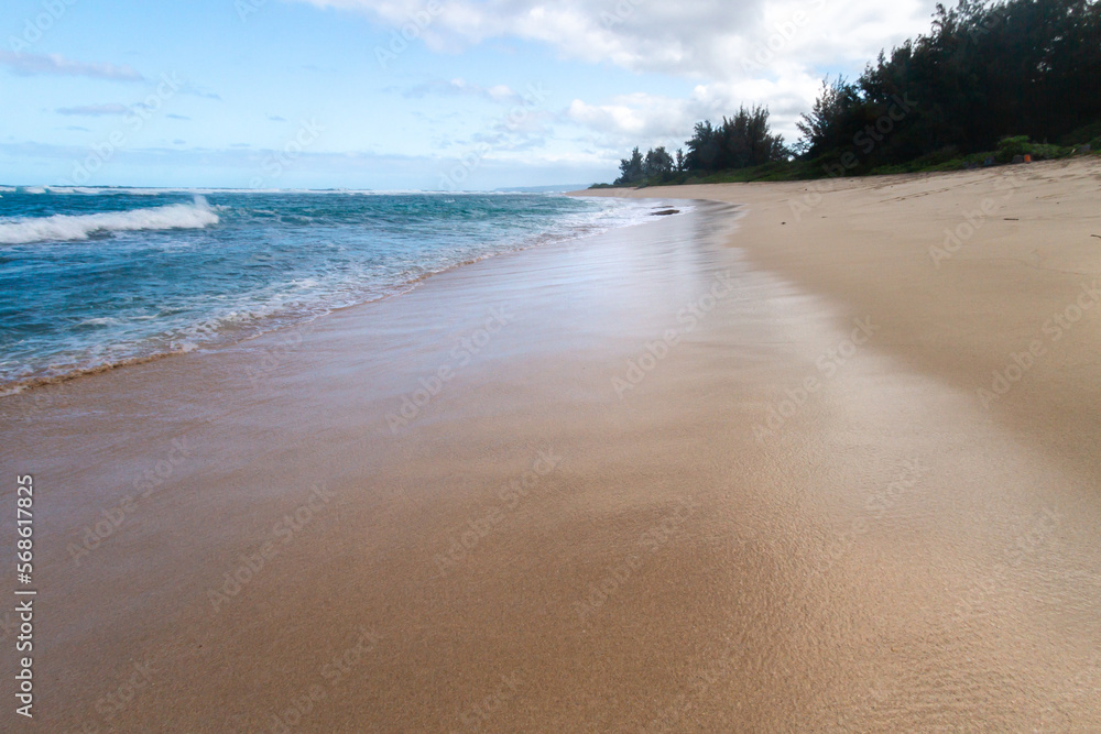 Relaxing Sunny Beach View of Gentle Waves while Walking on the Shore Relaxing Sunny Beach View of Gentle Waves while Walking on the Shore