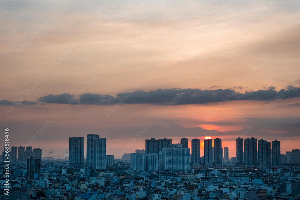 Fototapeta premium sunset over the city