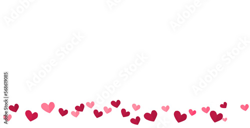 red and pink paper hearts on transparent background, flat lay. PNG image. Valentine's day background