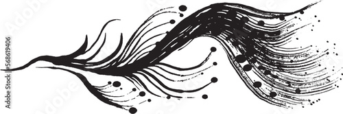 鳳凰　墨絵　手書きの毛筆イラスト