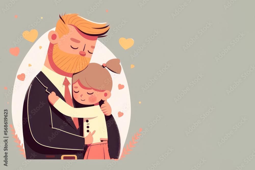 Hand drawn father day graphic illustration banner template copy space background. Generative ai.
