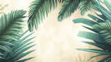 Tropical palm leaf copy space frame graphic illustration background. Generative ai.