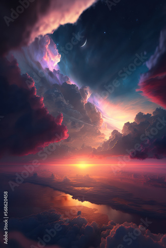 Abstract vertical background colorful beautiful background sky graphic illustration. Generative ai.