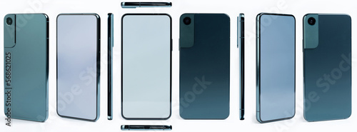 Foto Different views of green generic smartphone