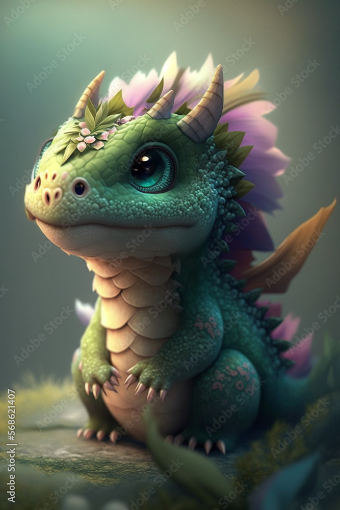 Cute dragon monster. Generative AI Cute dragon monster. Generative AI