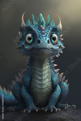 Cute dragon monster. Generative AI