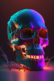 Neon Skull. Generative AI