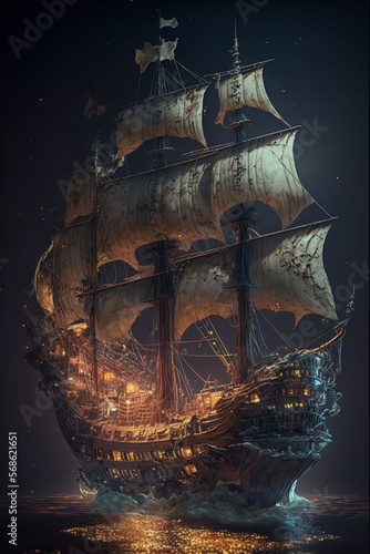 Pirate ship. Generative AI