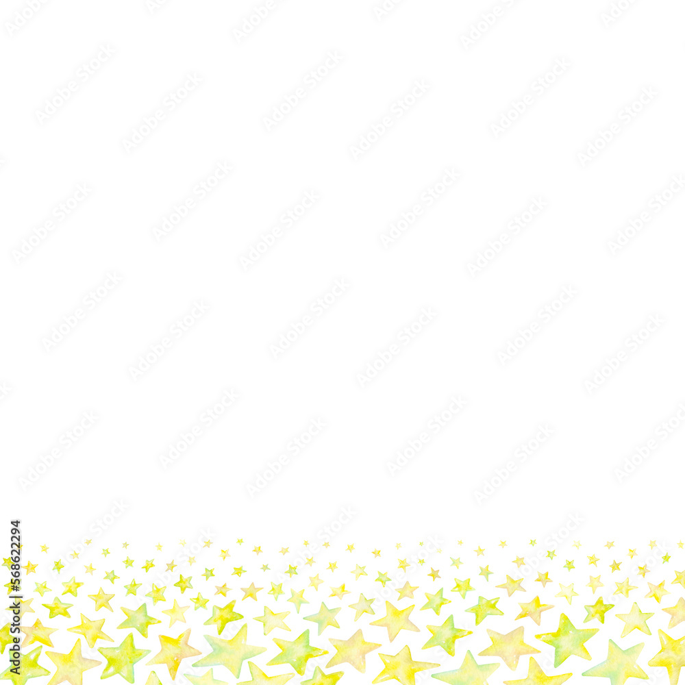 たくさんの星で織りなす境界。水彩絵の具で描いたイラスト。 たくさんの星で織りなす境界。水彩絵の具で描いたイラスト。
