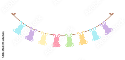 Easter rabbit pastel bunting clipart