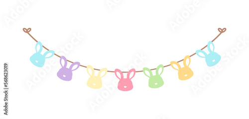 Easter colorful pastel rabbit head bunting clipart