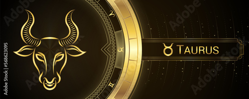 Bull Taurus Zodiac Star Sign, Symbol Background, Horoscope Astrology and Fortune-Telling, Backdrop Banner Tarot-Reading.