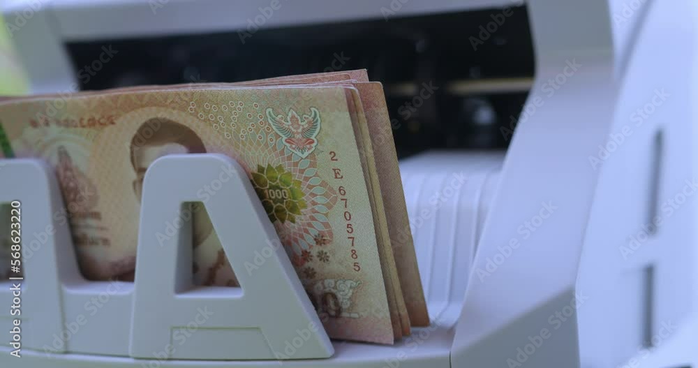 Electronic cash counting machine, 1,000 baht bills, operating capital
