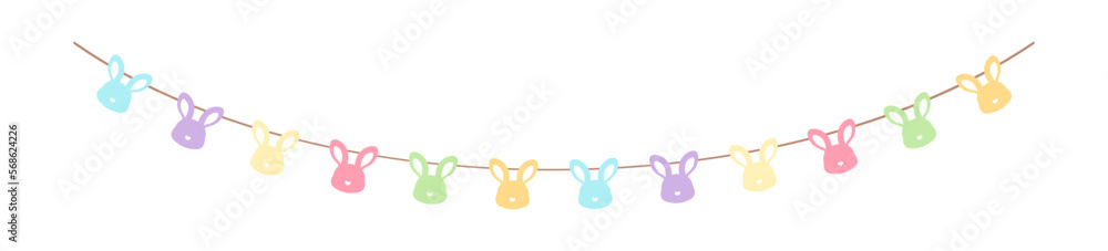 Easter colorful pastel rabbit head bunting clipart