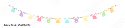 Easter colorful pastel rabbit head bunting clipart