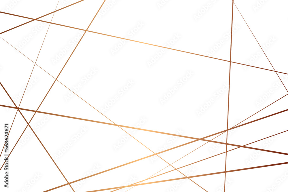 Abstract luxury gold lines with many squares and triangles shape on white background. Geometric random chaotic lines background. Abstract luxury gold lines with many squares and triangles shape on white background. Geometric random chaotic lines background.