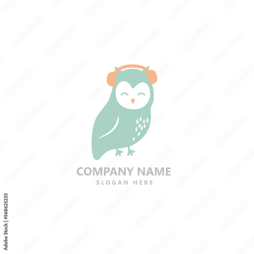 Cute owl beat Logo Graphic Vector Cute owl beat Logo Graphic Vector
