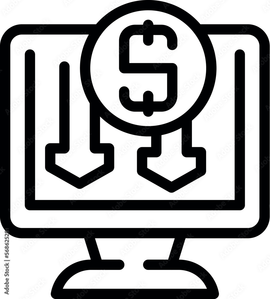 Monitor cash back icon outline vector. Money reward. Coin refund Monitor cash back icon outline vector. Money reward. Coin refund