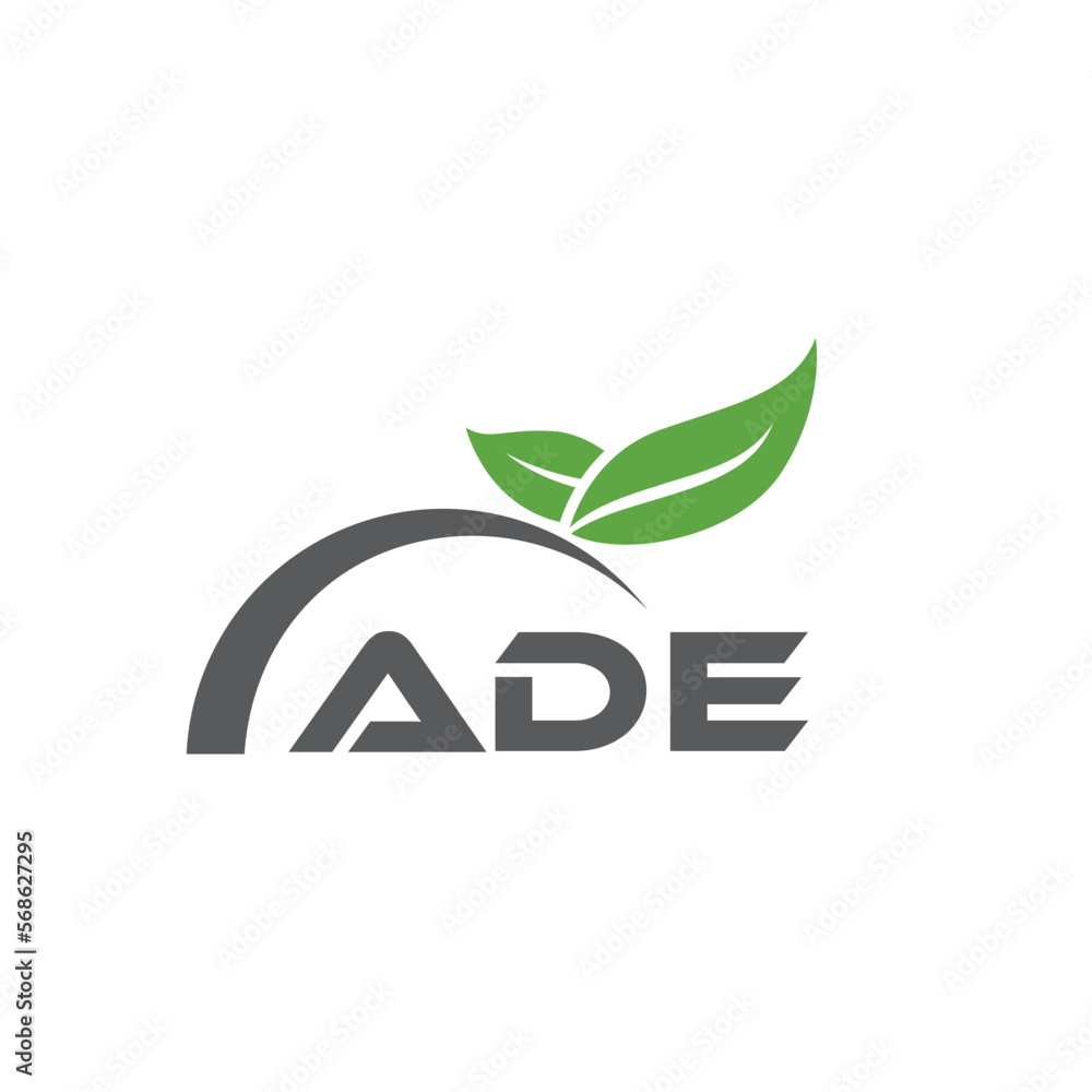 Fototapeta premium ADE letter nature logo design on white background. ADE creative initials letter leaf logo concept. ADE letter design.